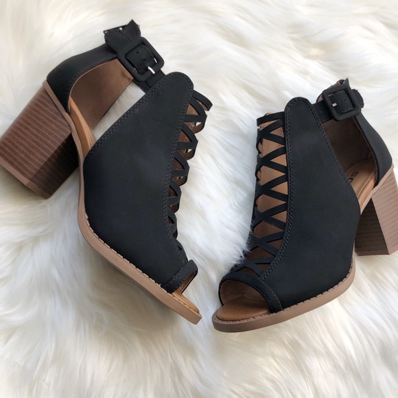 Peep toe Faux Suade Bootie - Picture 4 of 5